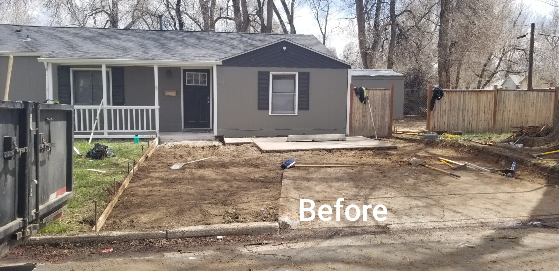 Driveway demo before concrete pour.