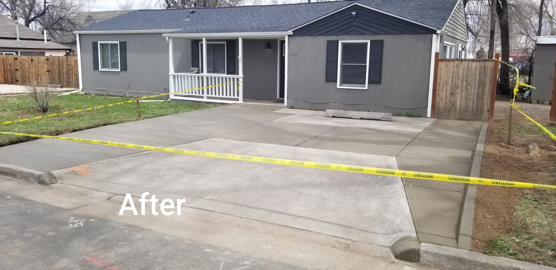 Driveway after concrete replacement.